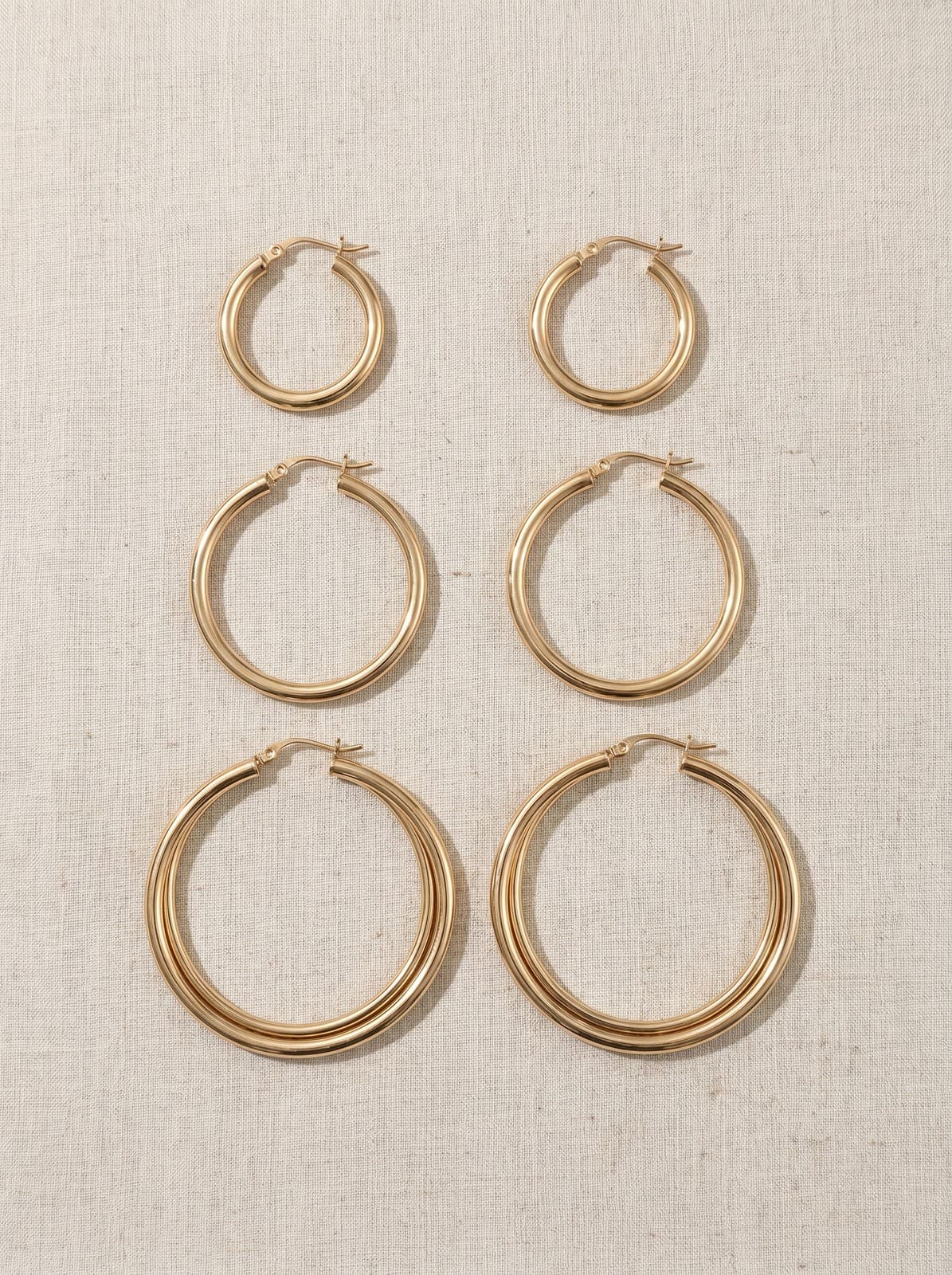 Trio Brincos Argola Grande Redonda Aço Cirúrgico 316L Dourado — imagem 4