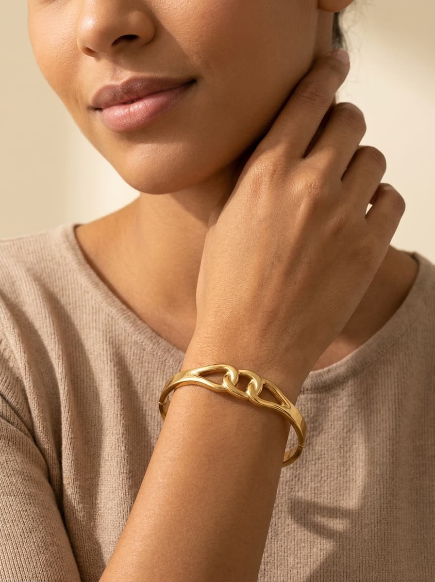 Bracelete Elos Dourado Aço Inox 316L Feminino — imagem 1