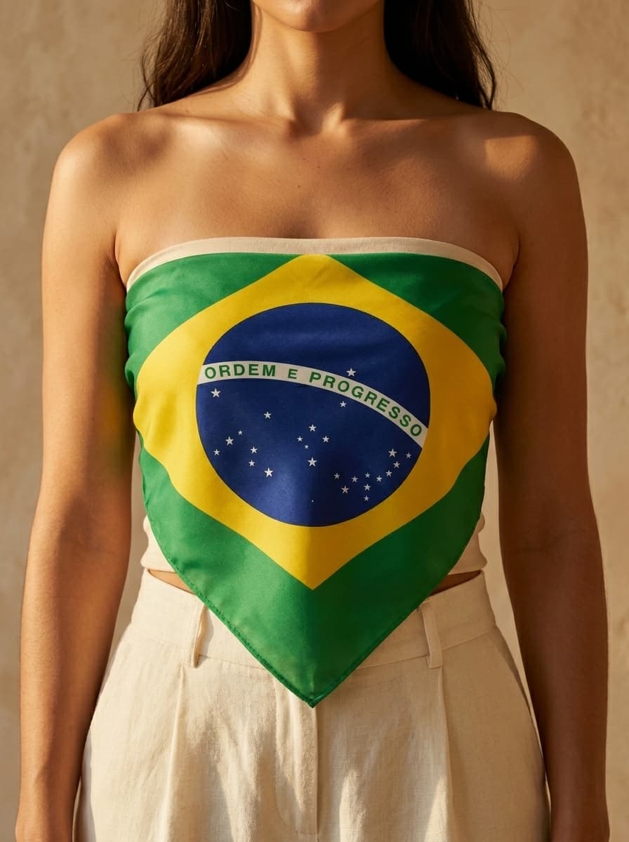 Lenço Cetim Estampa Brasil 90x90 cm Feminino — imagem 3
