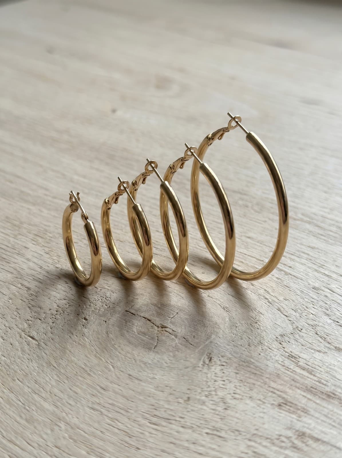 Trio Brincos Argola Grande Redonda Aço Cirúrgico 316L Dourado — imagem 2