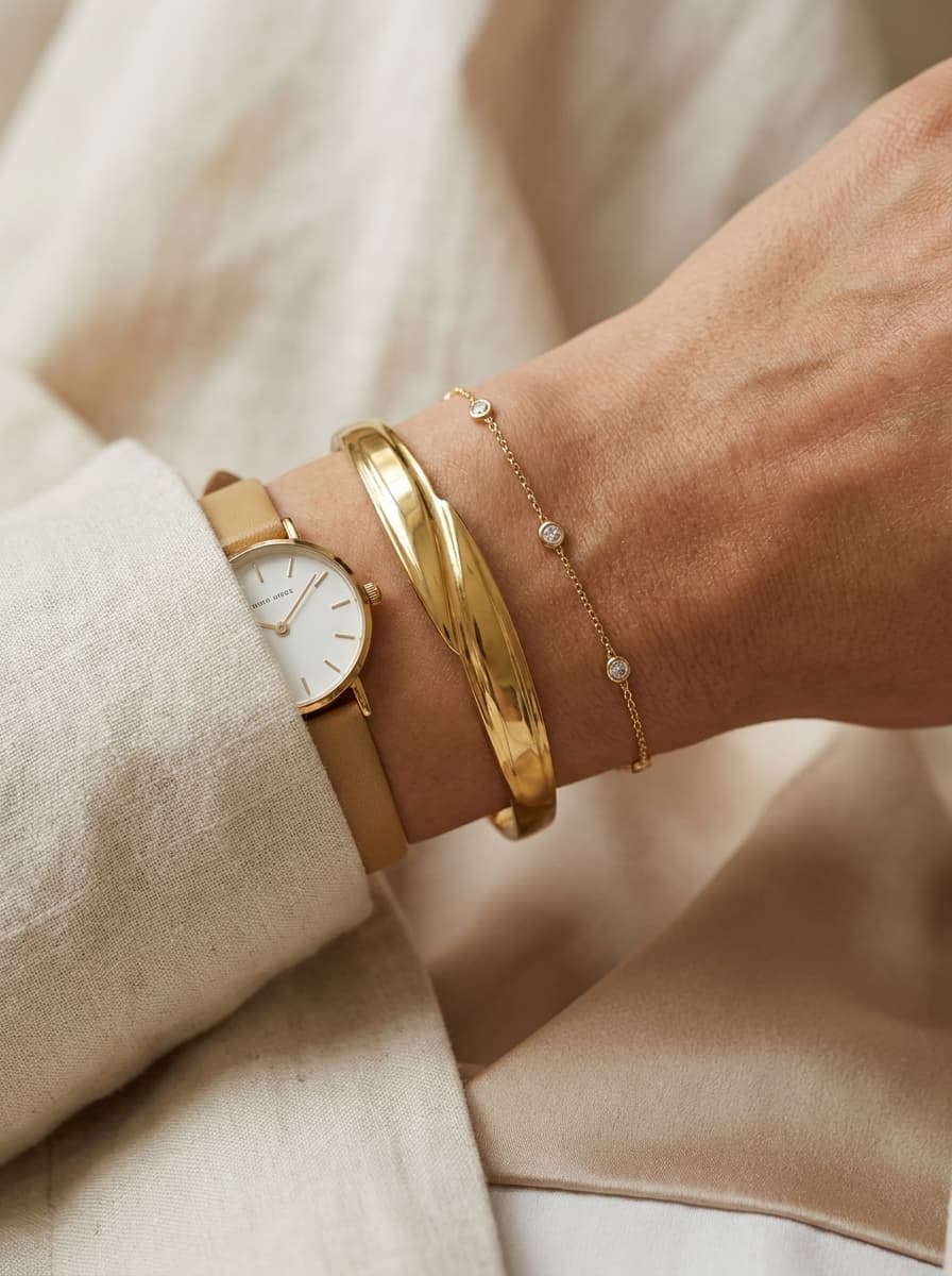 Braceletes Modelos Variados Dourado Aço Inox 316L — imagem 4