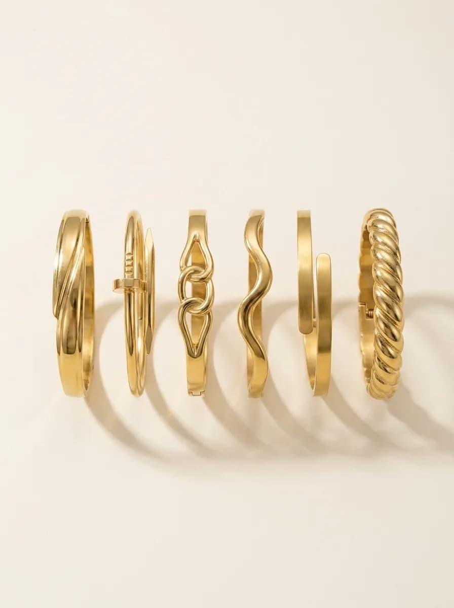 Braceletes Modelos Variados Dourado Aço Inox 316L — imagem 3