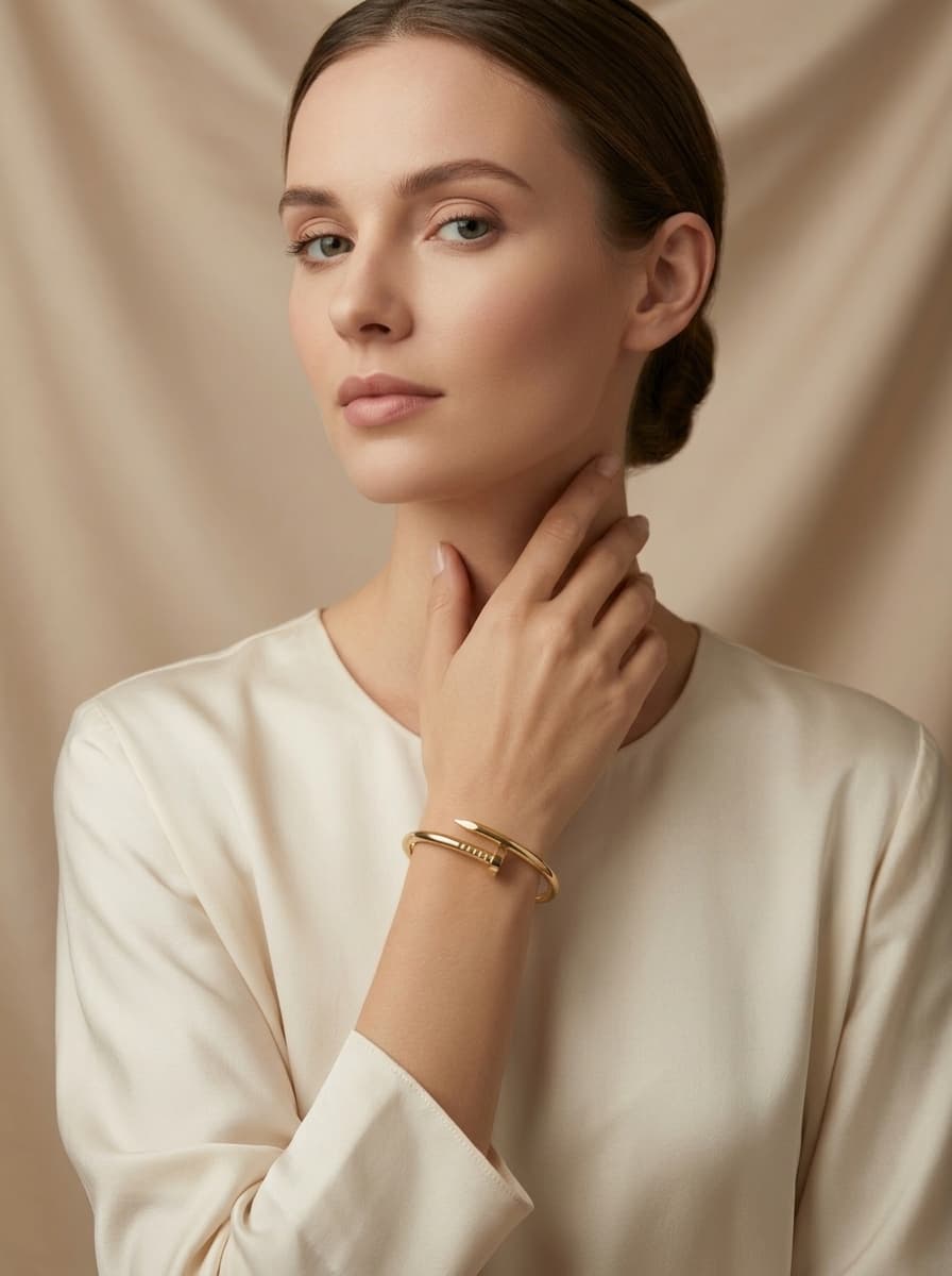 Bracelete Prego Dourado Aço Inox 316L Feminino — imagem 1