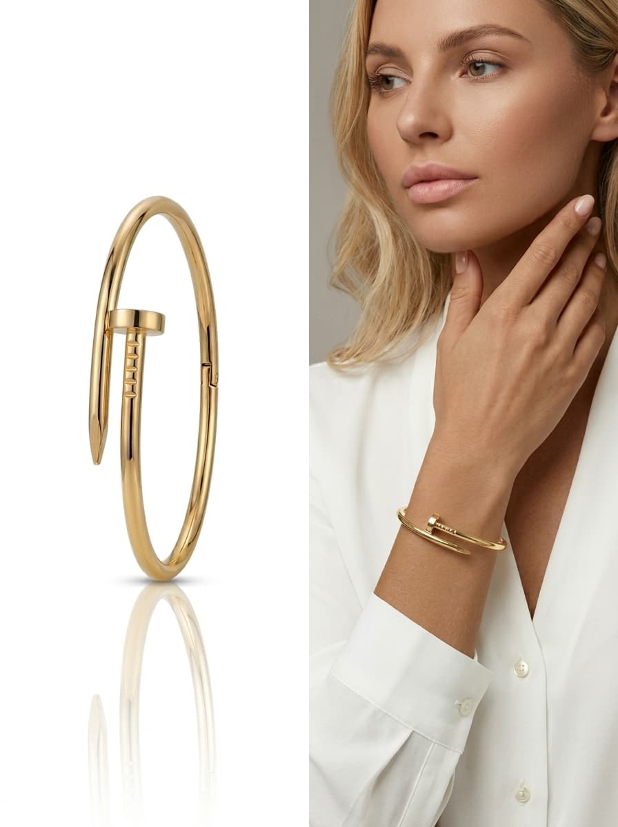 Bracelete Prego Dourado Aço Inox 316L Feminino — imagem 2