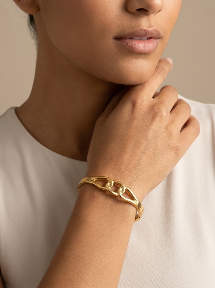 Bracelete Elos Dourado Aço Inox 316L Feminino — imagem 3